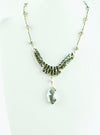 Green crystal drop necklace
