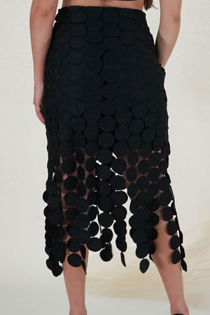 Black Cutout Draped Skirt