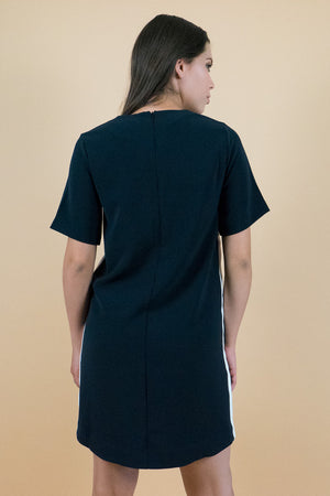 Black Short Sleeves A-Line Shift Dress