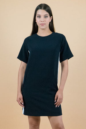 Black Short Sleeves A-Line Shift Dress