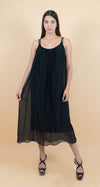 Delicate Black Unlined Romantic Long Dress