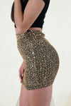 Gold Sequin Min Skirt