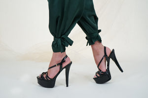 Green String Tie Waist Jumpsuit