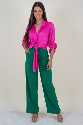 Pink and Green Sleeveless Jumpsuit