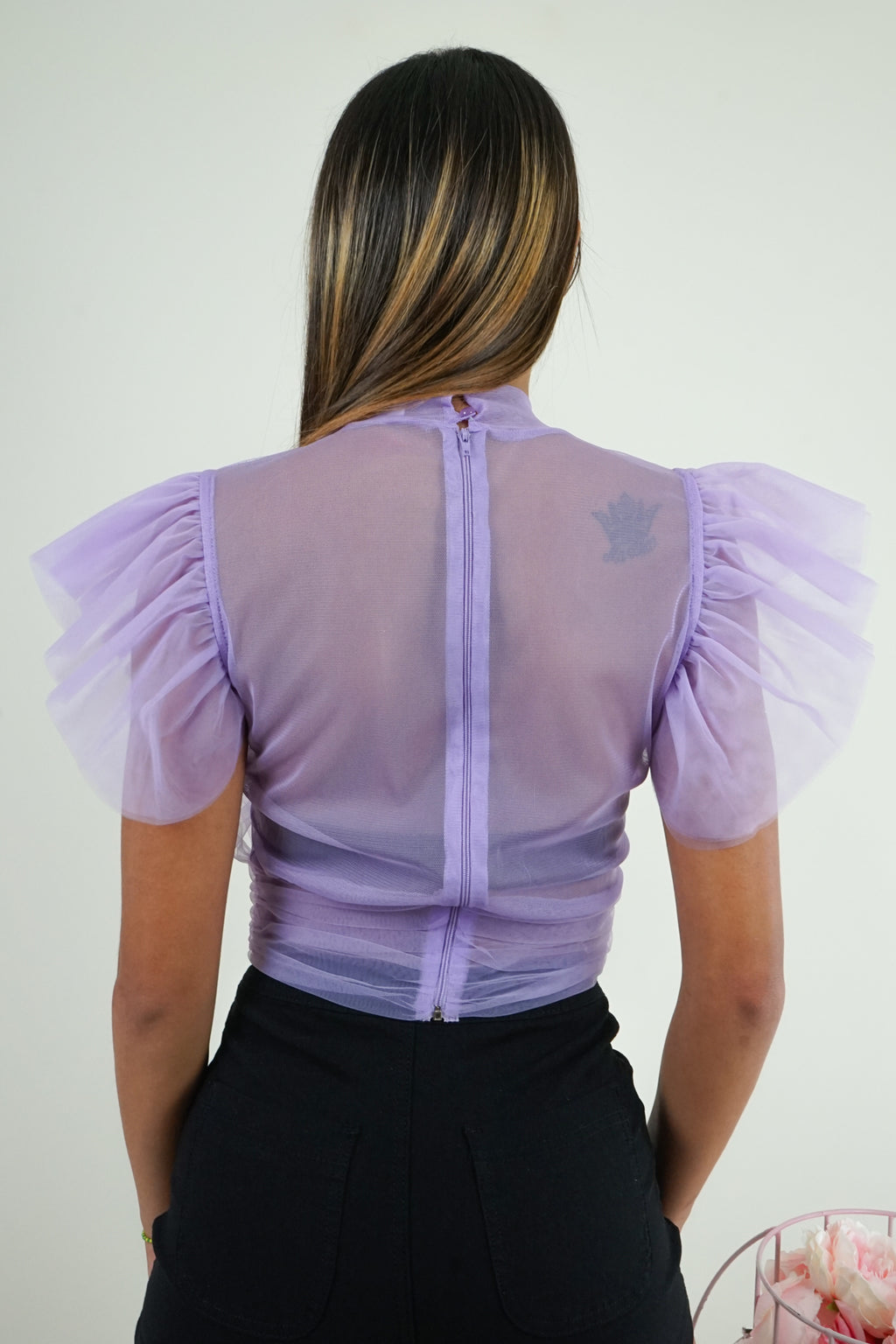 Lilac Banded Tulle Top