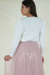 Pink Pleated Midi Skirt
