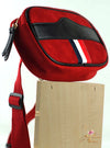 Red Suede and Leather Zippered Belt Bag