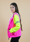 Silver hooded Neon Pink and Green Jacket