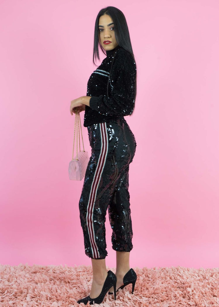 WINTER COLLECTION All Over Sequin Black Jogger Pants – Pinklicious Boutique