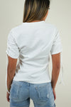 White Puff String Sleeves Top